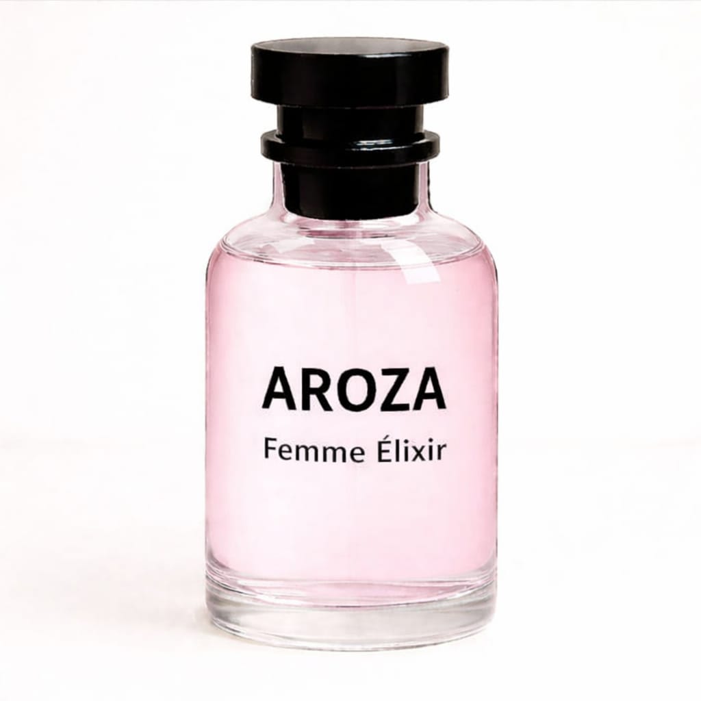 AROZA Femme Élixir perfume strawberry jasmine amber sensual luxury fragrance bottle
